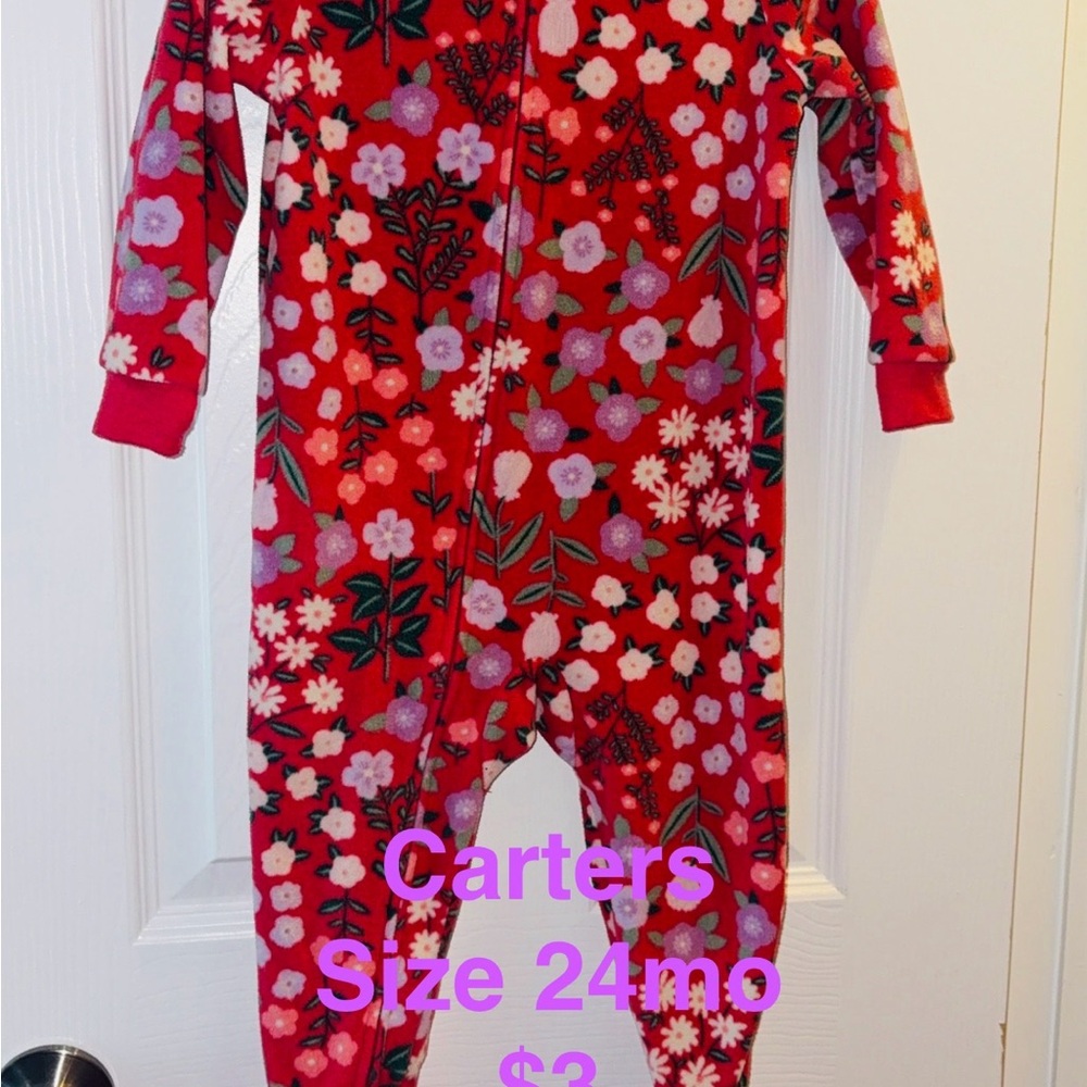 Carter's Red and Pink Floral Footie
